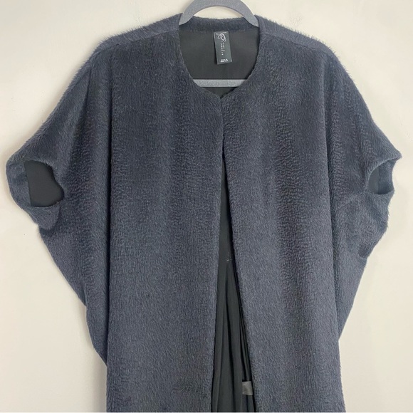 Zero + Maria Cornejo Suri Alpaca Virgin Wool Cocoon Coat Cape Charcoal Gray 6 - Picture 5 of 16